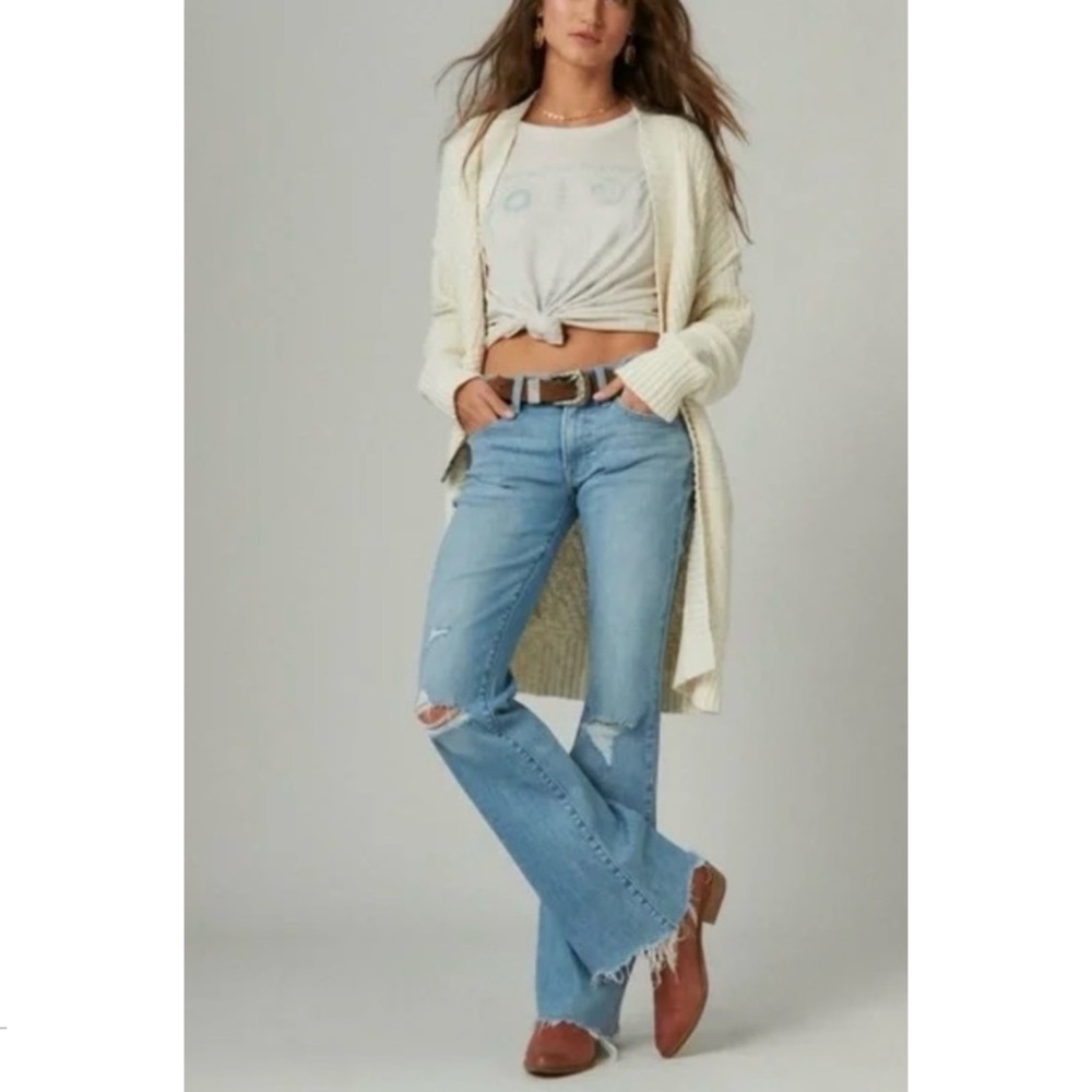 LUCKY BRAND Jeans Women’s 8L Blue Stevie High Rise Flare Distressed LIKE NEW